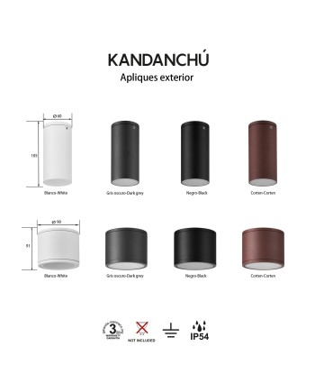 KANDANCHU * FOCO SUPERFICIE IP54 1L*GU10  NEGRO